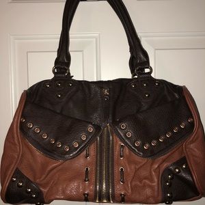 Trendy Brown Studded Satchel